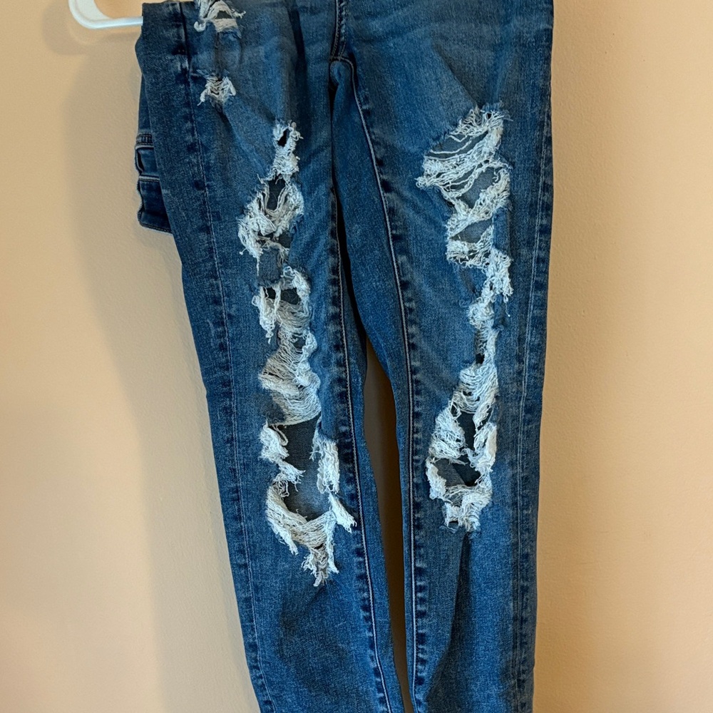 American Eagle Outfitters Ripped Blue Skinny Jeans